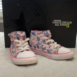 Gently used unicorn print converse for kids size 10